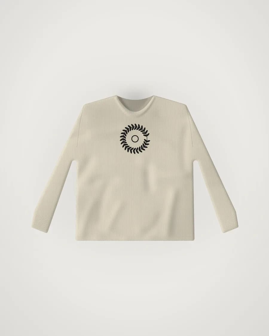 Corteiz x Denim Tears Island Wreath Waffle Thermal 'Cream', vista frontal