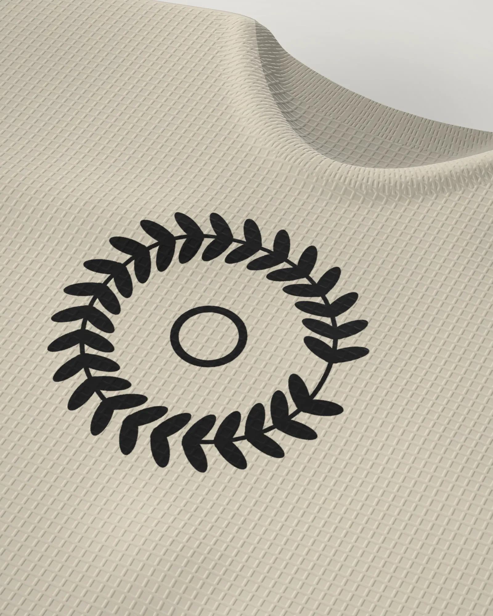Corteiz x Denim Tears Island Wreath Waffle Thermal 'Cream', detalle del tejido waffle y el estampado