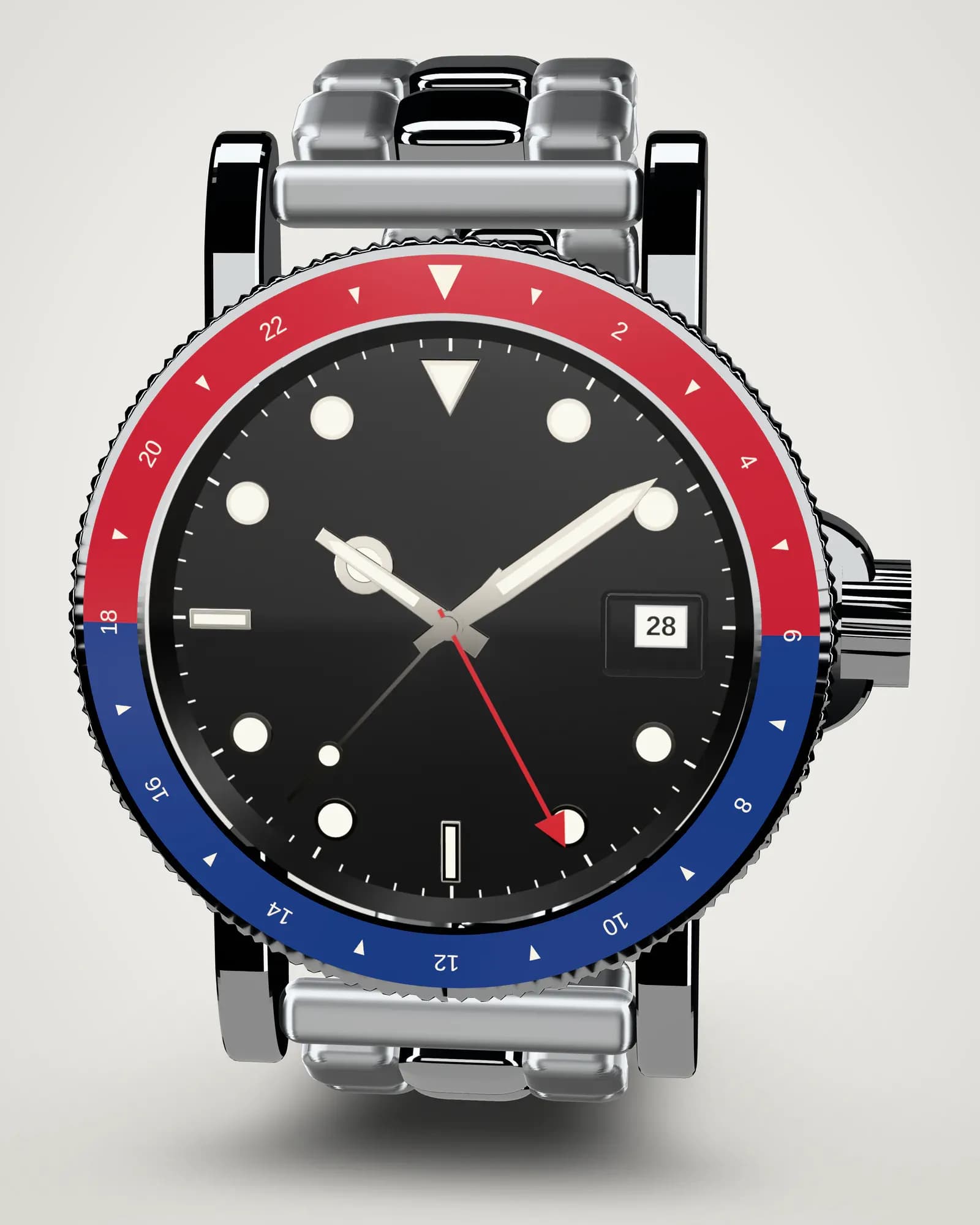 Rolex GMT-Master II 126710BLRO 'Pepsi', detalle de la esfera